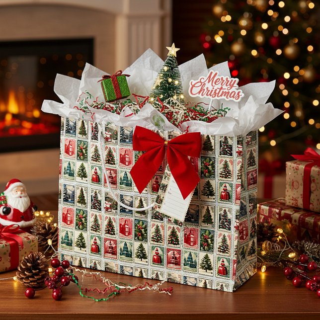 Nostalgisches Weihnachtsmuster der Briefmarke Große Geschenktüte (Von Creator hochgeladen)