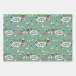 Nostalgisches Winterdorf Weihnachten Geschenkpapier Set