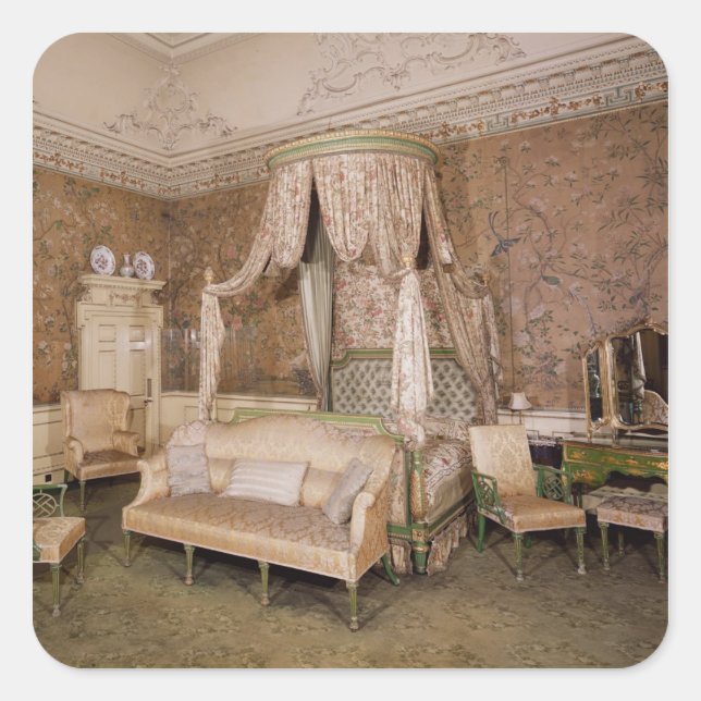 Nostell Priory, das Schlafzimmer mit Staat, 1771 Quadratischer Aufkleber (Vorderseite)
