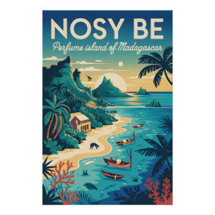 Nosy Be Madagaskar Retro-Reiseposter-Kunst Poster