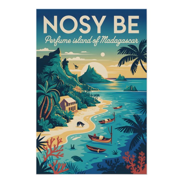 Nosy Be Madagaskar Retro-Reiseposter-Kunst Poster (Vorderseite)