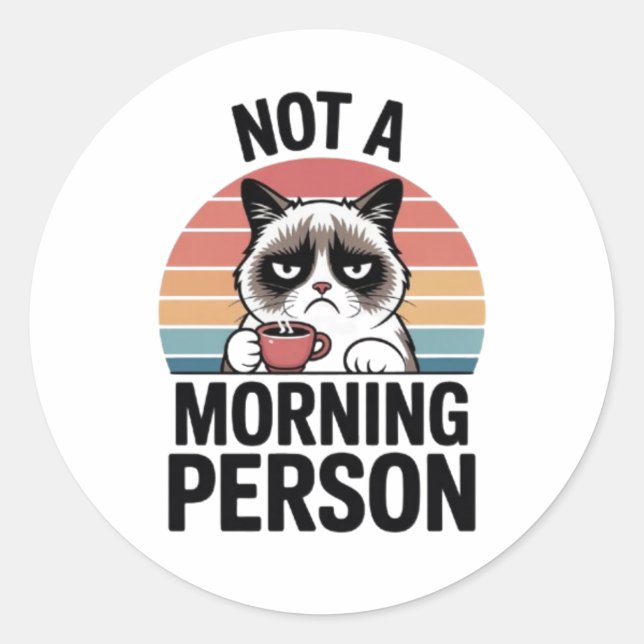 Not A Morning Person Grumpy Cat Funny Sticker Cat  (Vorderseite)