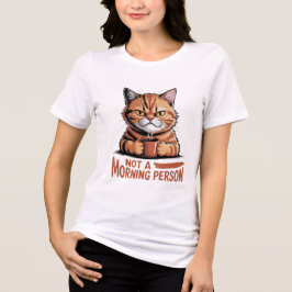 Not A Morning Person Grumpy Orange Cat Funny Women Tri-Blend Shirt