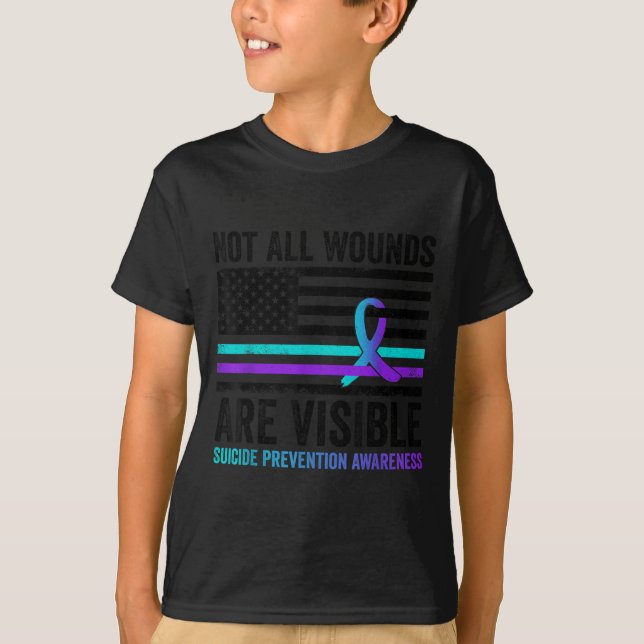 Not All Wounds Are Visible American Flag Suicide P T-Shirt (Vorderseite)