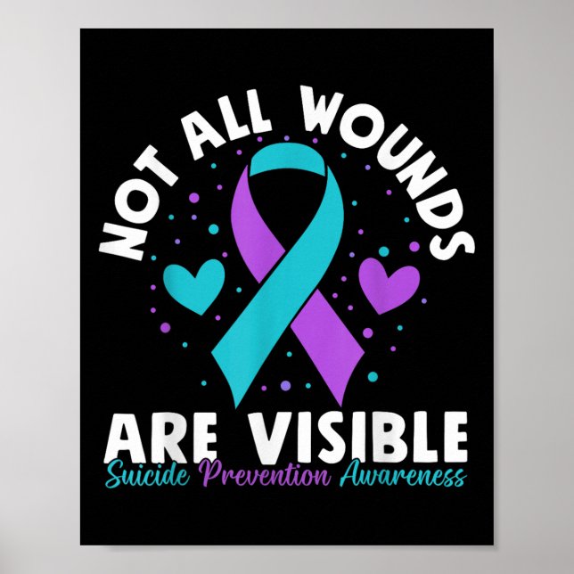 Not All Wounds Are Visible Suicide Awareness Menta Poster (Vorne)