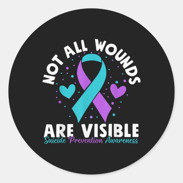 Not All Wounds Are Visible Suicide Awareness Menta Runder Aufkleber (Vorderseite)