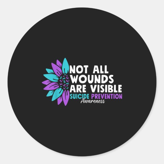 Not All Wounds Are Visible Suicide Awareness Menta Runder Aufkleber (Vorderseite)