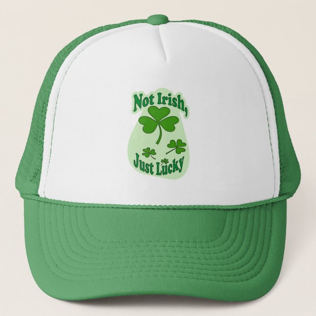 not irish just lucky, shamrock shirt, funny - boné truckerkappe (Vorderseite)