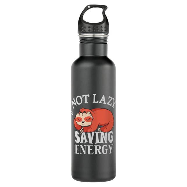 Not lazy, Saving Energy Edelstahlflasche (Vorderseite)