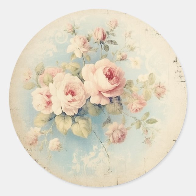 Not leidende Finesse, rosa Shabby Chic Runder Aufkleber (Vorderseite)