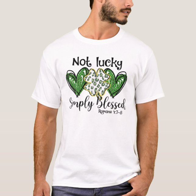 Not Lucky Just Blessed Leopard Shamrock St Patrick T-Shirt (Vorderseite)
