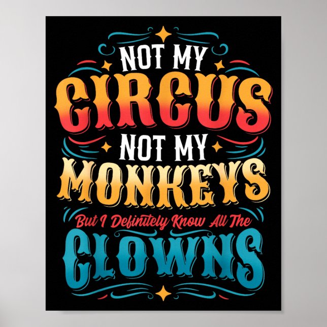Not My Circus Not My Monkeys But I Know All The Cl Poster (Vorne)