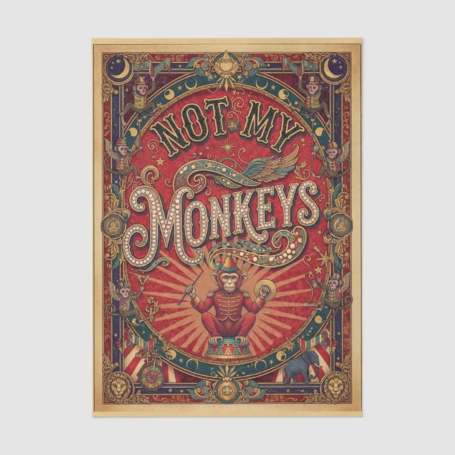 Not My Monkeys! Ringmaster, Red and Gold Seidenpapier (Vorderseite)