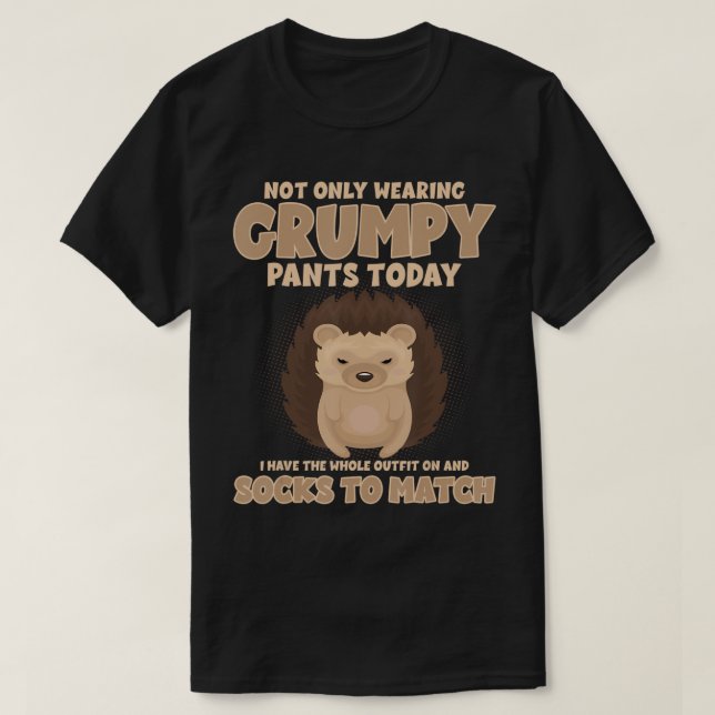 Not Only Wearing Grumpy Pants Today Funny Hedgehog T-Shirt (Design vorne)