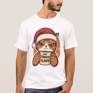 Not Today Claus – Funny Grumpy Christmas Cat T-Shirt