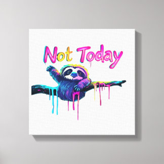 Not Today � Colorful Sloth Neon Artwork Classic T- Leinwanddruck