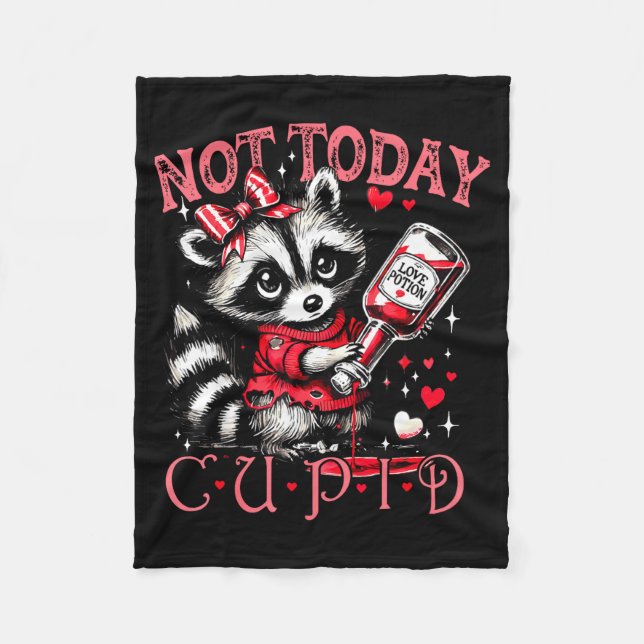 Not Today Cud Funny Raccoon Valentines Day Cute Ki Fleecedecke (Vorderseite)