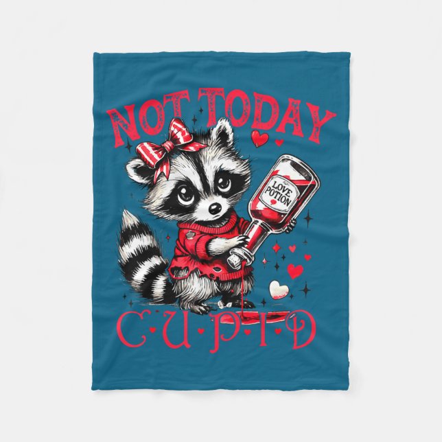 Not Today Cud Funny Raccoon Valentines Day Cute Ki Fleecedecke (Vorderseite)
