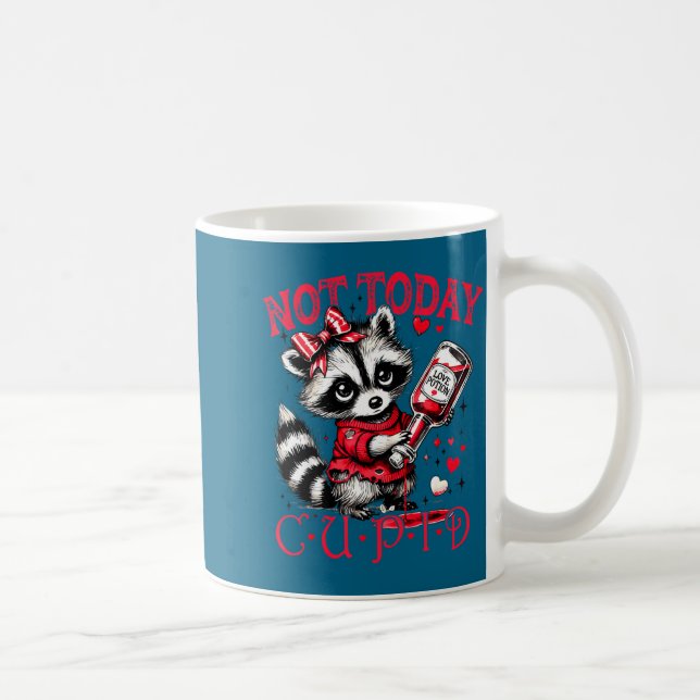 Not Today Cud Funny Raccoon Valentines Day Cute Ki Kaffeetasse (Rechts)