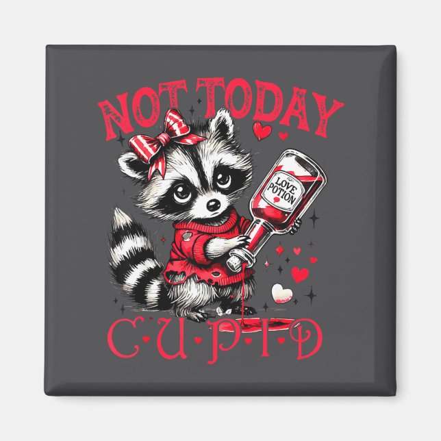 Not Today Cud Funny Raccoon Valentines Day Cute Ki Magnet (Vorne)