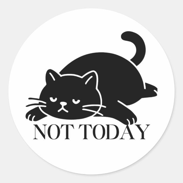 Not Today Holiday Mood Black Cat Sticker (Vorderseite)