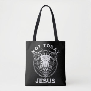 Not Today Jesus Funny Satanic Atheist Black Goth M