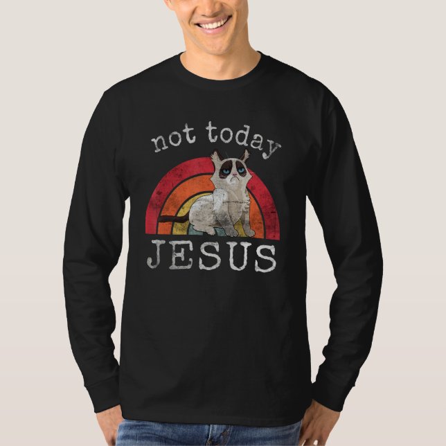 Not Today Jesus Satanic  Cat Rainbow T-Shirt (Vorderseite)