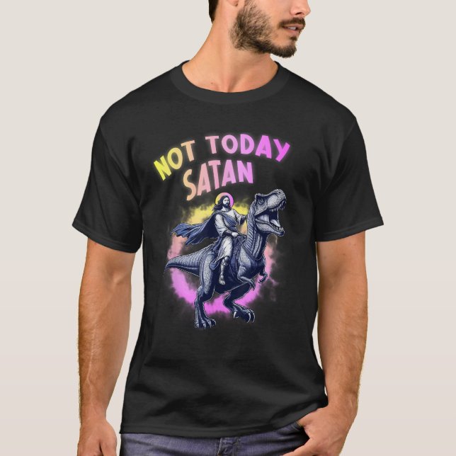 Not Today Satan Christian Humor Tee Funny Jesus Di (Vorderseite)