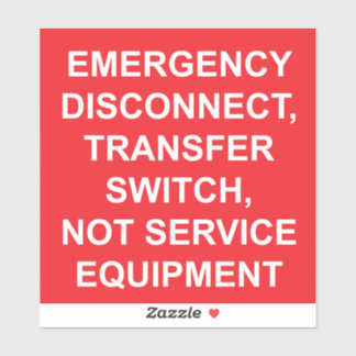 Notabschaltung, Übertragungsschalter-Etikett Aufkleber