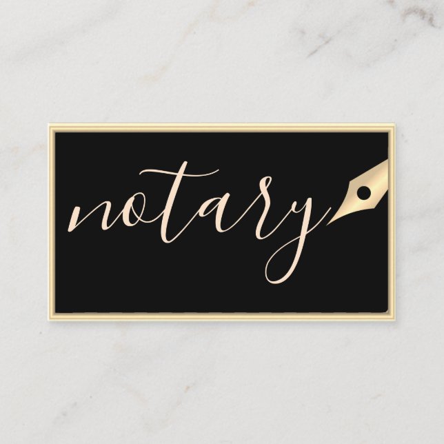 Notar Agent Pen Logo Freelance Calligraphy Writer Visitenkarte (Vorderseite)