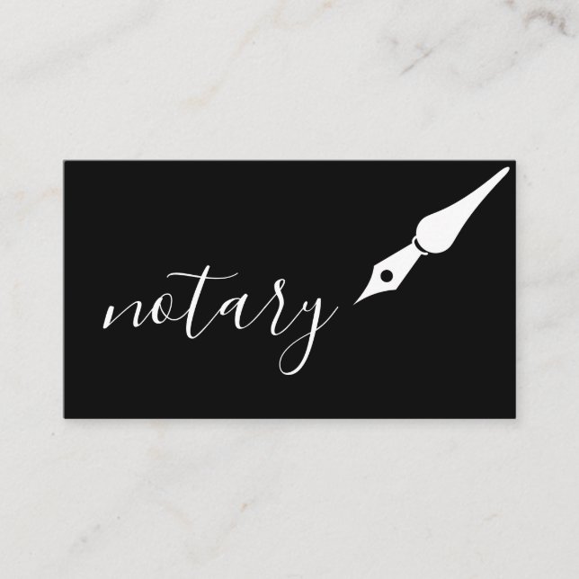 Notar Agent Pen Logo Freelance Calligraphy Writer Visitenkarte (Vorderseite)