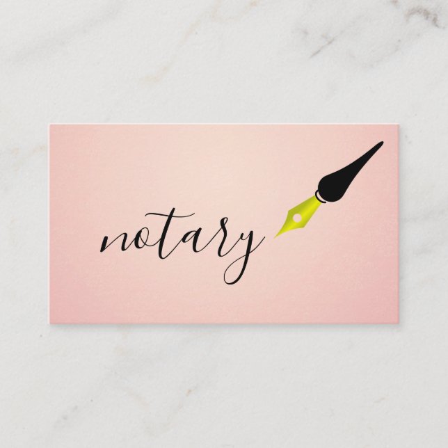 Notar Agent Pen Logo Freelance Calligraphy Writer Visitenkarte (Vorderseite)