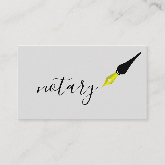 Notar Agent Pen Logo Freelance Calligraphy Writer Visitenkarte (Vorderseite)