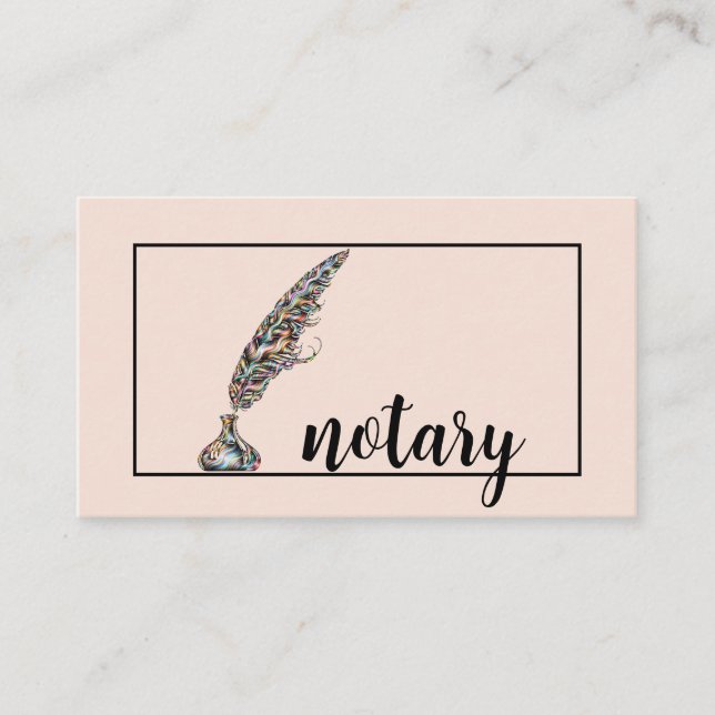 Notar Agent Pen Logo Freelance Calligraphy Writer Visitenkarte (Vorderseite)