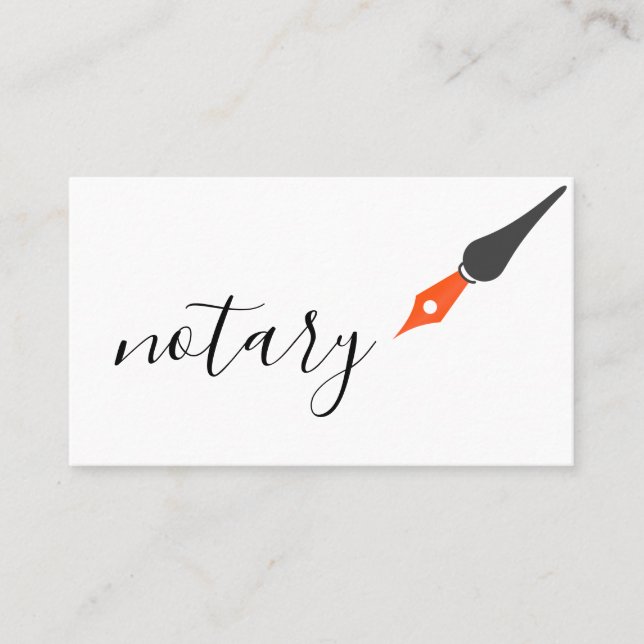 Notar Agent Pen Logo Freelance Calligraphy Writer Visitenkarte (Vorderseite)