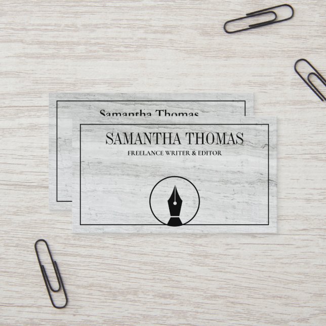 Notar Agent Pen Logo Freelance Calligraphy Writer Visitenkarte (Vorderseite/Rückseite Beispiel)