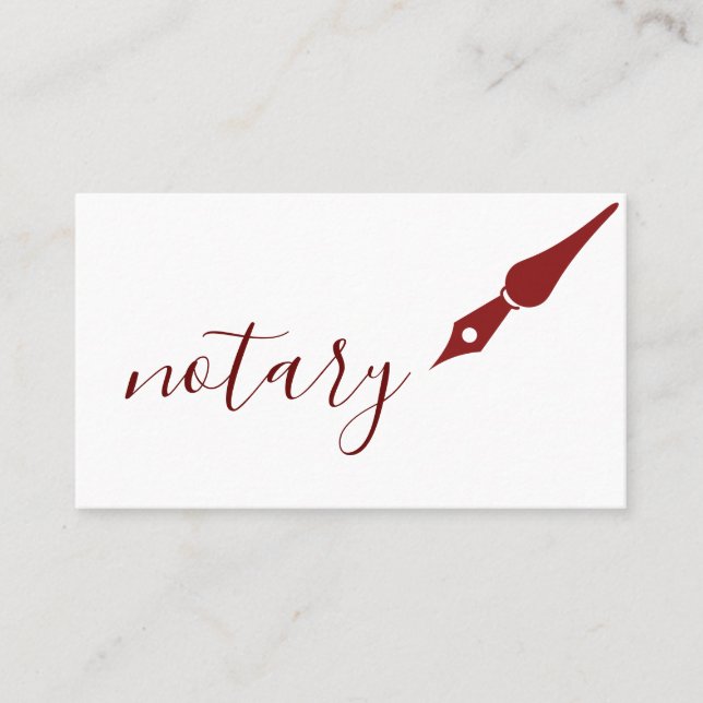 Notar Agent Pen Logo Freelance Calligraphy Writer Visitenkarte (Vorderseite)