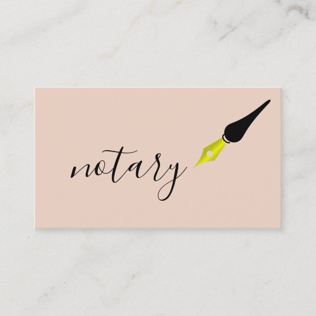 Notar Agent Pen Logo Freelance Calligraphy Writer Visitenkarte (Vorderseite)