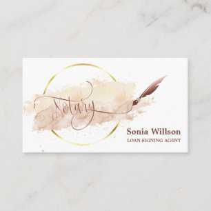 Notar-Agent Signieren Wasserfarbe Rosa Visitenkarte