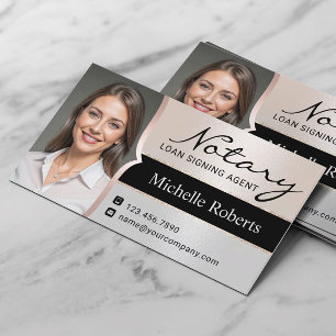 Notar-Agent Signierung Elegantes Silver Foto Visitenkarte