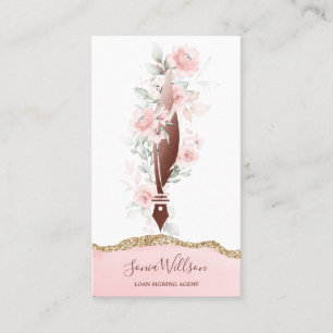 Notar-Agent Unterschrift Moderne Rose Gold Floral  Visitenkarte