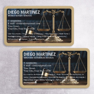 Notar Bilingual English Spanish Business Card Visitenkarte