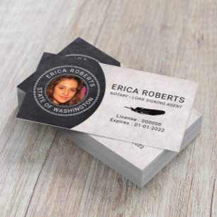 Notar Briefmarke Loan Signing Agent Elegantes Foto Visitenkarte