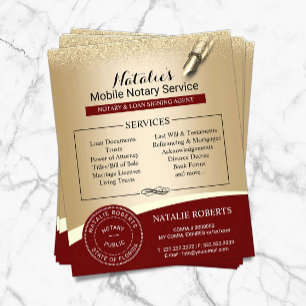 Notar Briefmarke Loan Signing Agent Red & Gold Flyer
