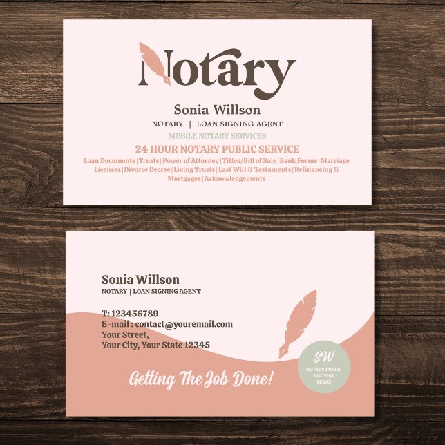 Notar für Typografie - Agent für öffentliche Darle Visitenkarte (retro typography notary logo)