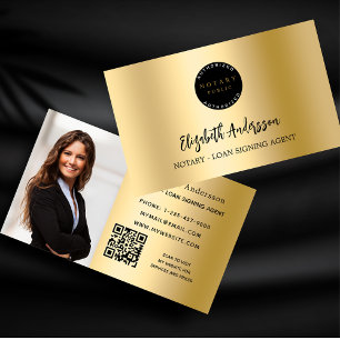 Notar-Kreditsignierung Agent Gold Foto QR Logo Visitenkarte