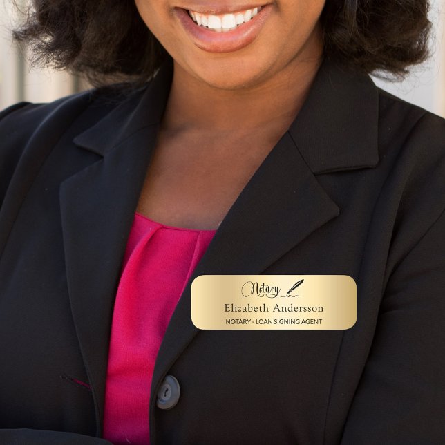 Notar Kreditsignierung Agent Gold-Skript-magnetisc Namensschild (Von Creator hochgeladen)