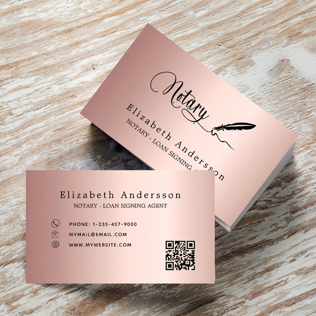 Notar Kreditsignierung Agent Rose Goldrot QR-Code Visitenkarte (Von Creator hochgeladen)