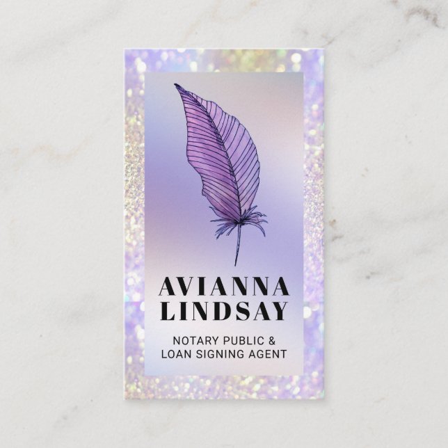 Notar-Kreditunterschrift Agent Lila Glitzer Visitenkarte (Vorderseite)
