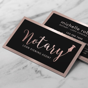 Notar-Kreditunterschrift Agent Moderne Rose Gold G Visitenkarte